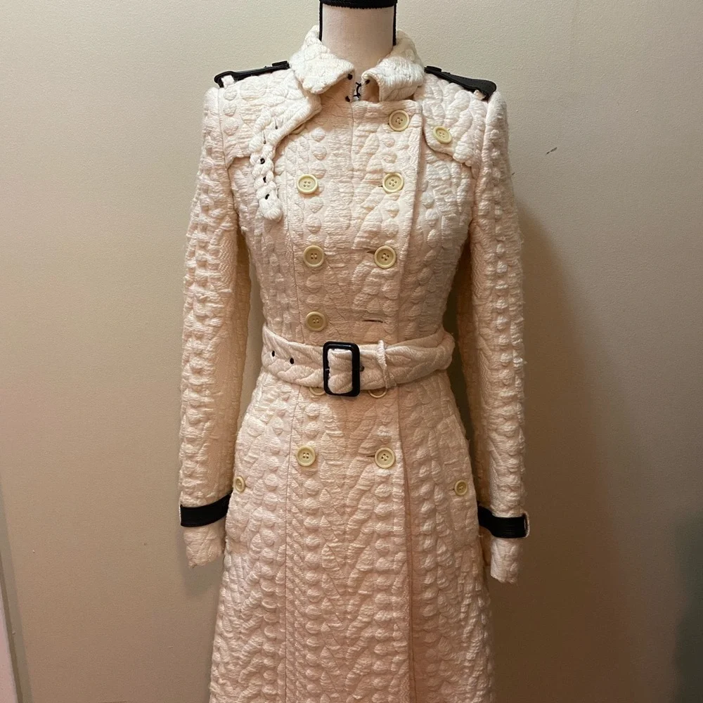 Burberry prorsum runway knit effect white ivory trench coat - Picture 13 of 16